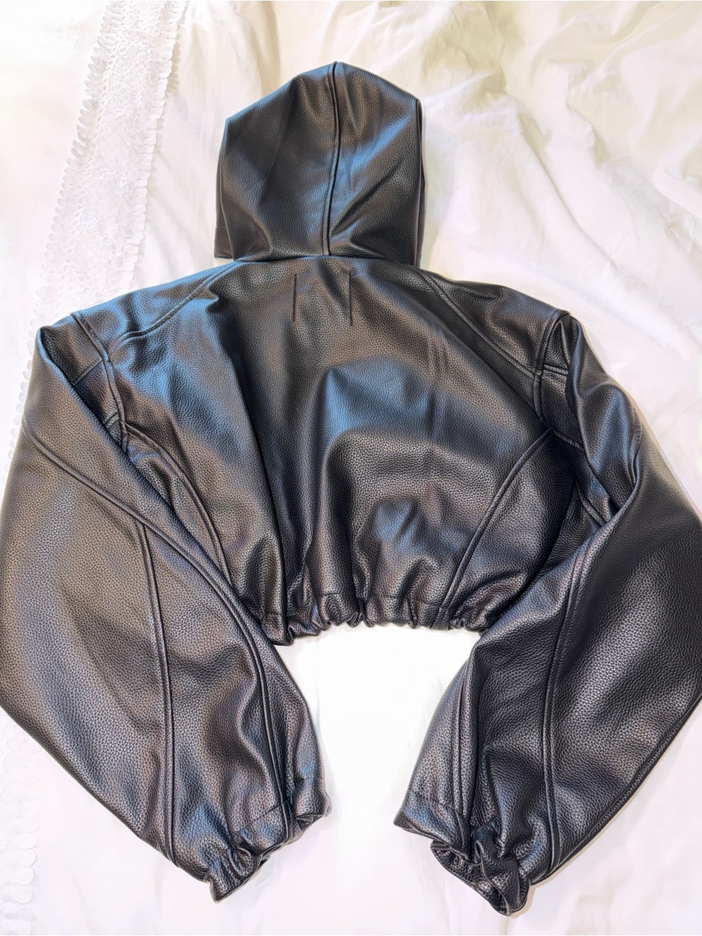 Fashion Nova- Black Cropped Faux Leather Jacket - Women - Picture 2 of 3